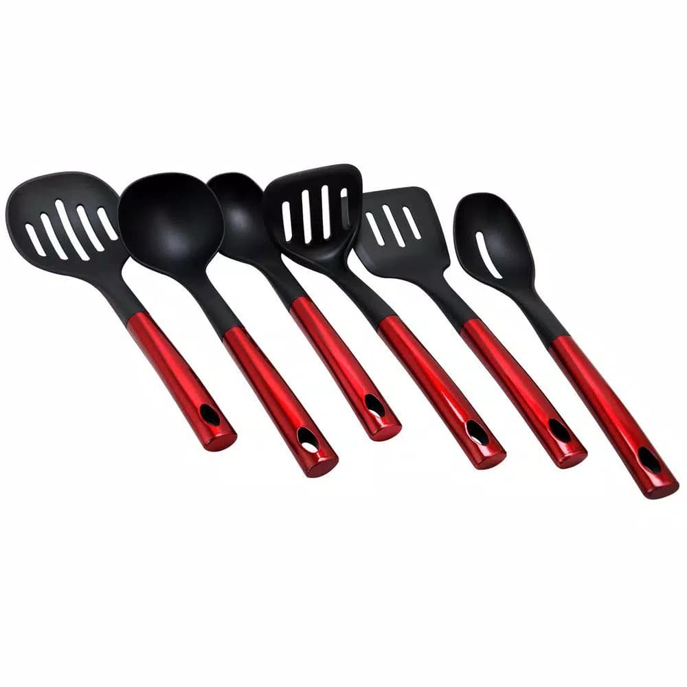 Better Chef 6-Piece Nylon and Stainless Steel Kitchen Utensil Set, Red
