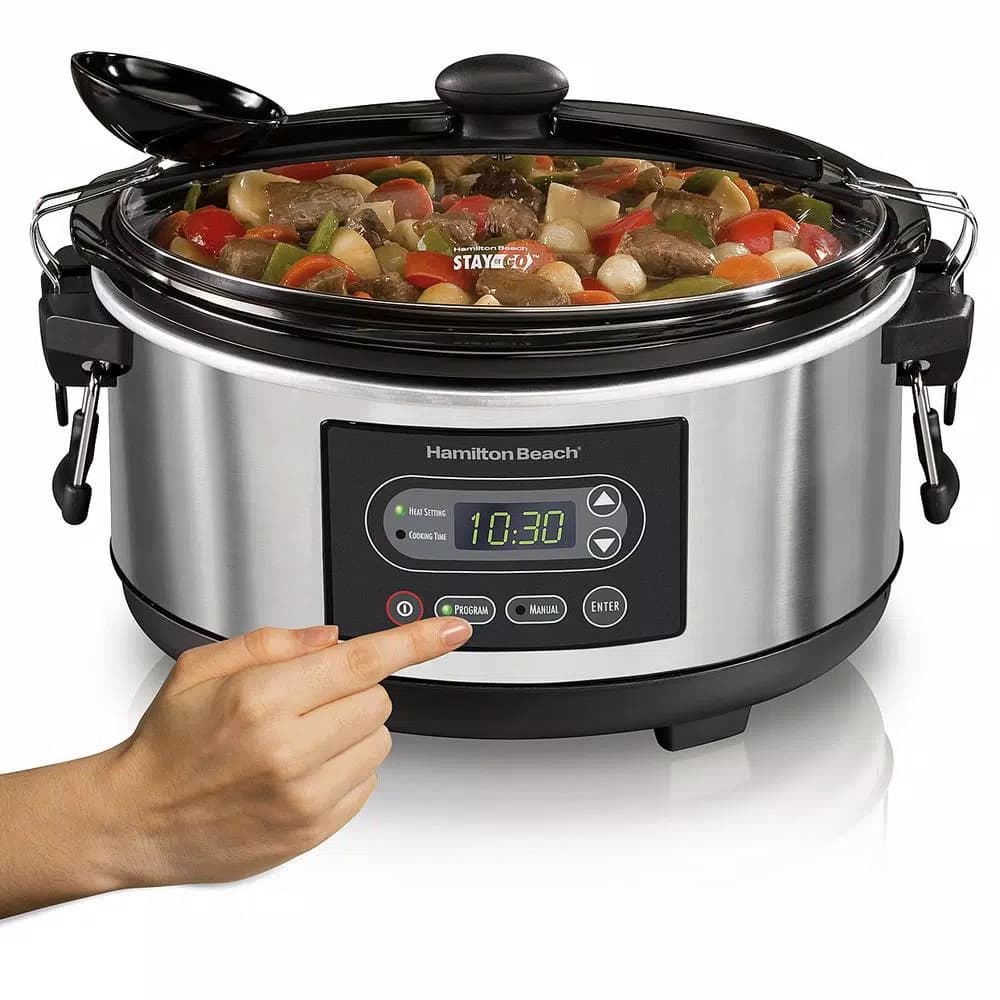 Hamilton Beach Stay or Go 5 Qt. Stainless Steel Programmable Slow Cooker