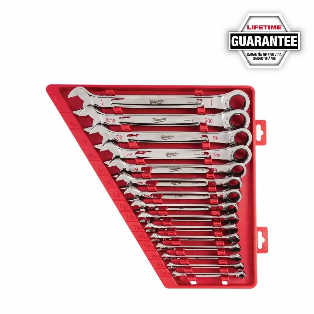 Milwaukee 15-Piece SAE Ratcheting Combination Wrench Set