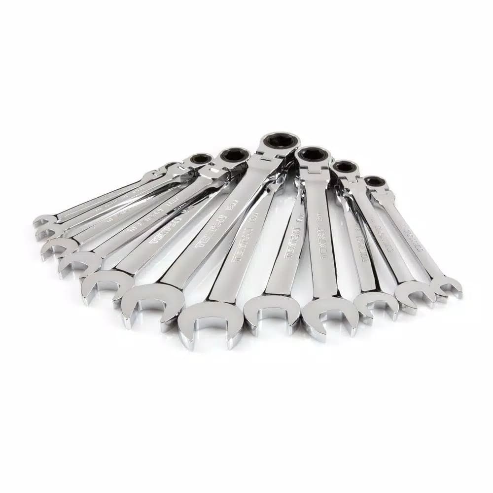 TEKTON 12-Piece Metric Flex-Head Ratcheting Combination Wrench Set with Pouch, 8-19 mm