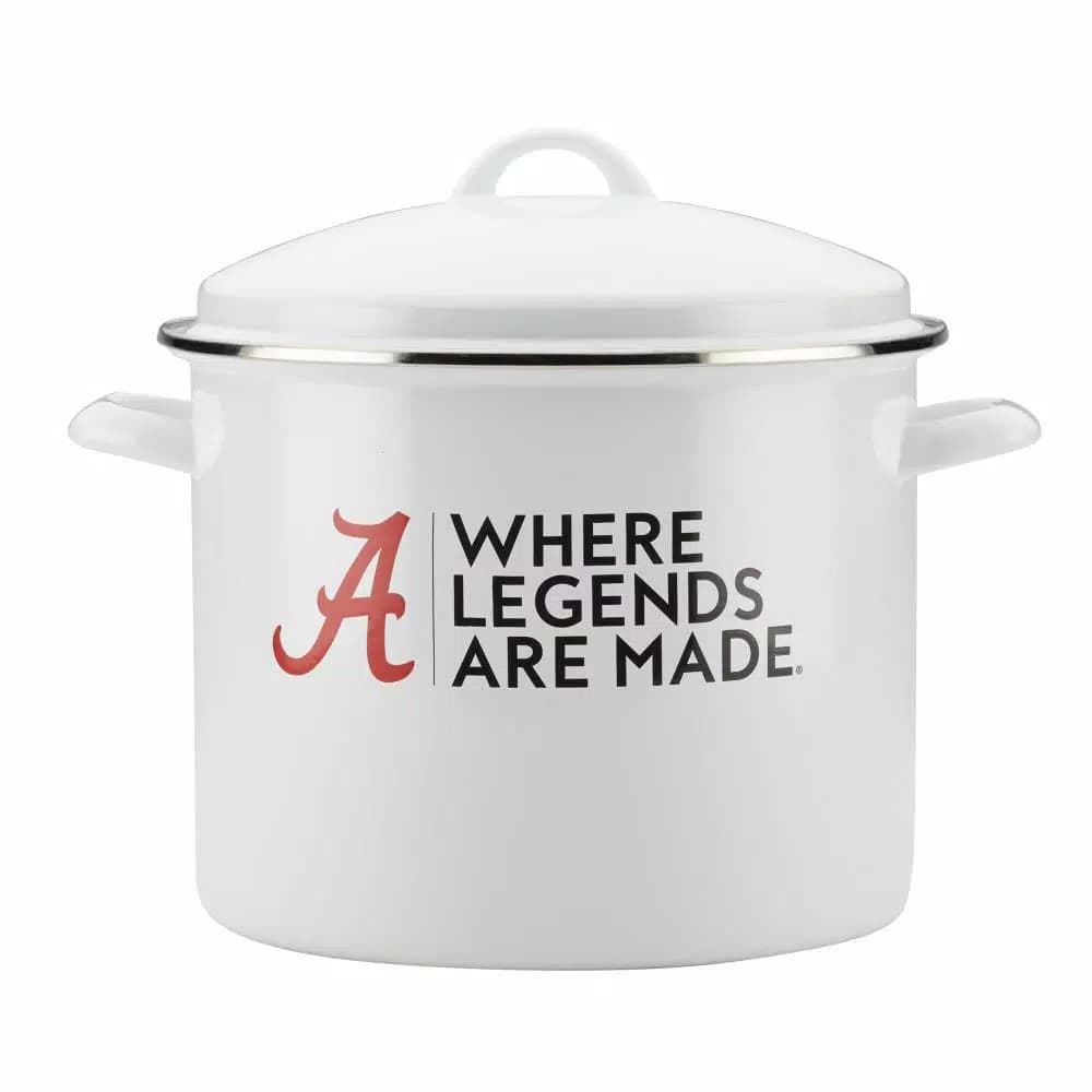 College Kitchen Collection University of Alabama Crimson Tide 12 Qt. Enamel-on-Steel Nonstick Stock Pot with Lid, Crimson