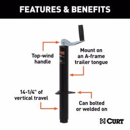 CURT A-Frame Trailer Jack with Top Handle, 2,000 lbs. Capacity, 14 in. Travel thumbnail 3