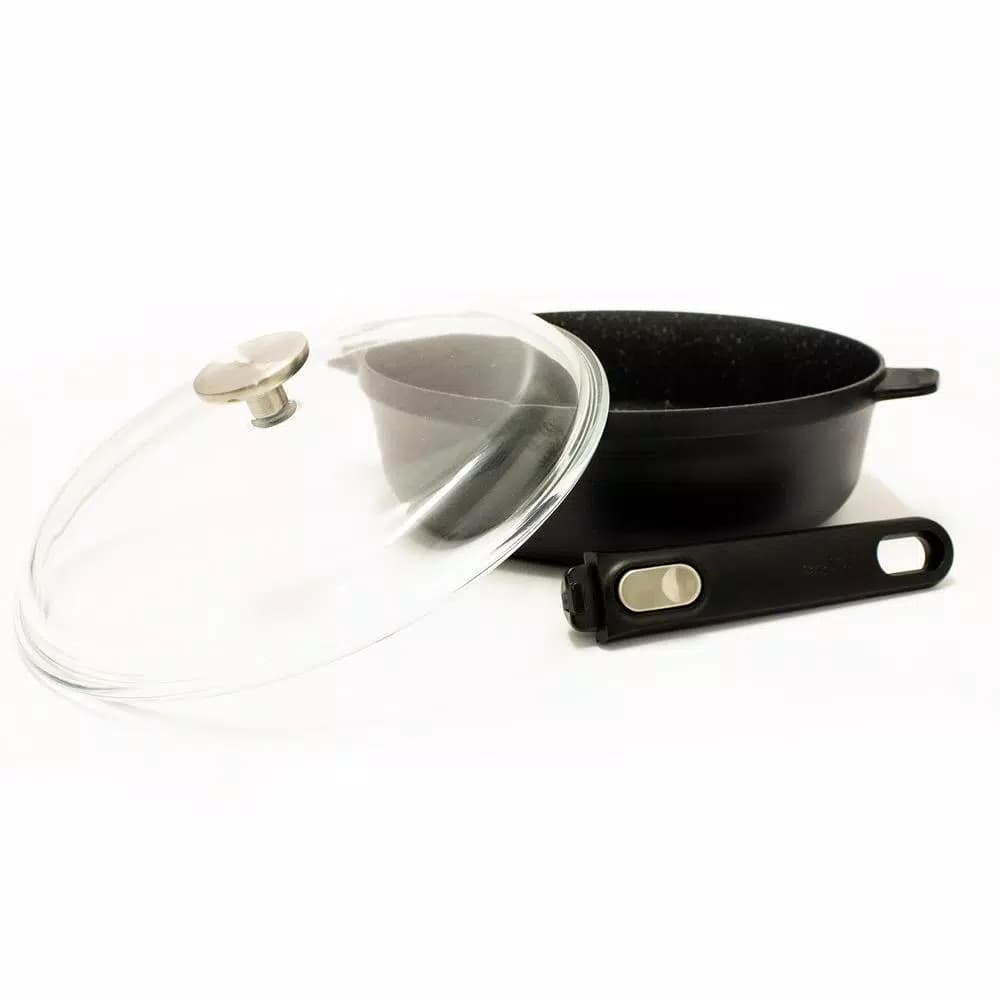 BergHOFF GEM 4.6 qt. Cast Aluminum Nonstick Saute Pan with Glass Lid, Black