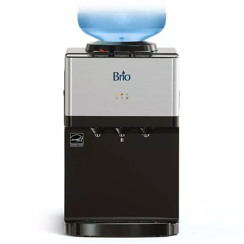 Brio Top Loading Countertop Water Cooler Dispenser with Hot, Cold & Room Temperature Water, Stainless Steel