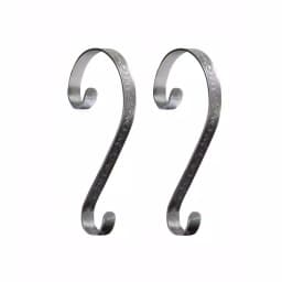 Haute Decor Pewter Holly Embossed Stocking Holders, Scroll Design (2-Pack) thumbnail 1