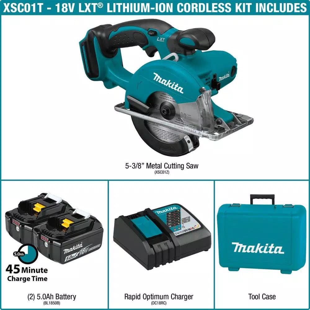 Makita 18V LXT Cordless 5-3/8 in. Metal Cutting Circular Saw Kit with 2 5.0Ah Batteries and Charger