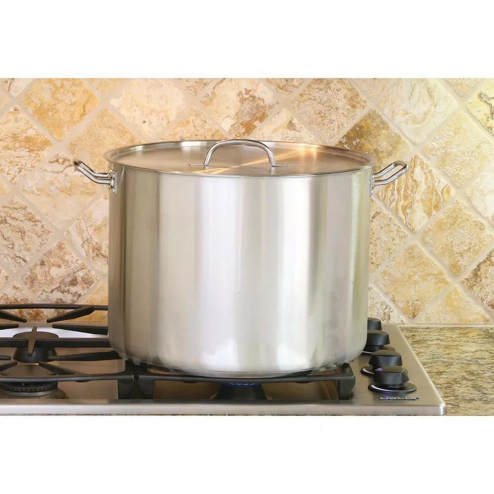 ExcelSteel Professional 35 qt. Stainless Steel Stock Pot with Lid, Induction Ready