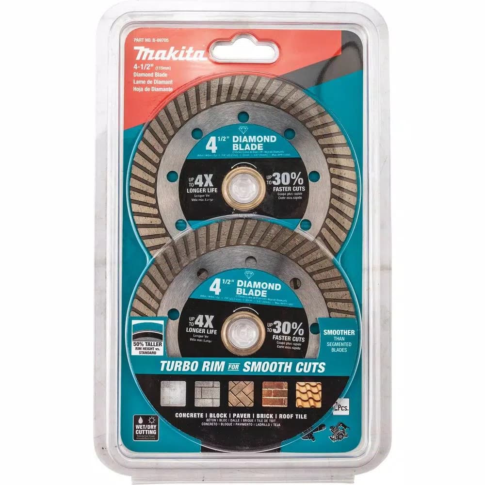 Makita 4.5 in. Turbo Rim Diamond Blade for General Purpose, 2-Pack