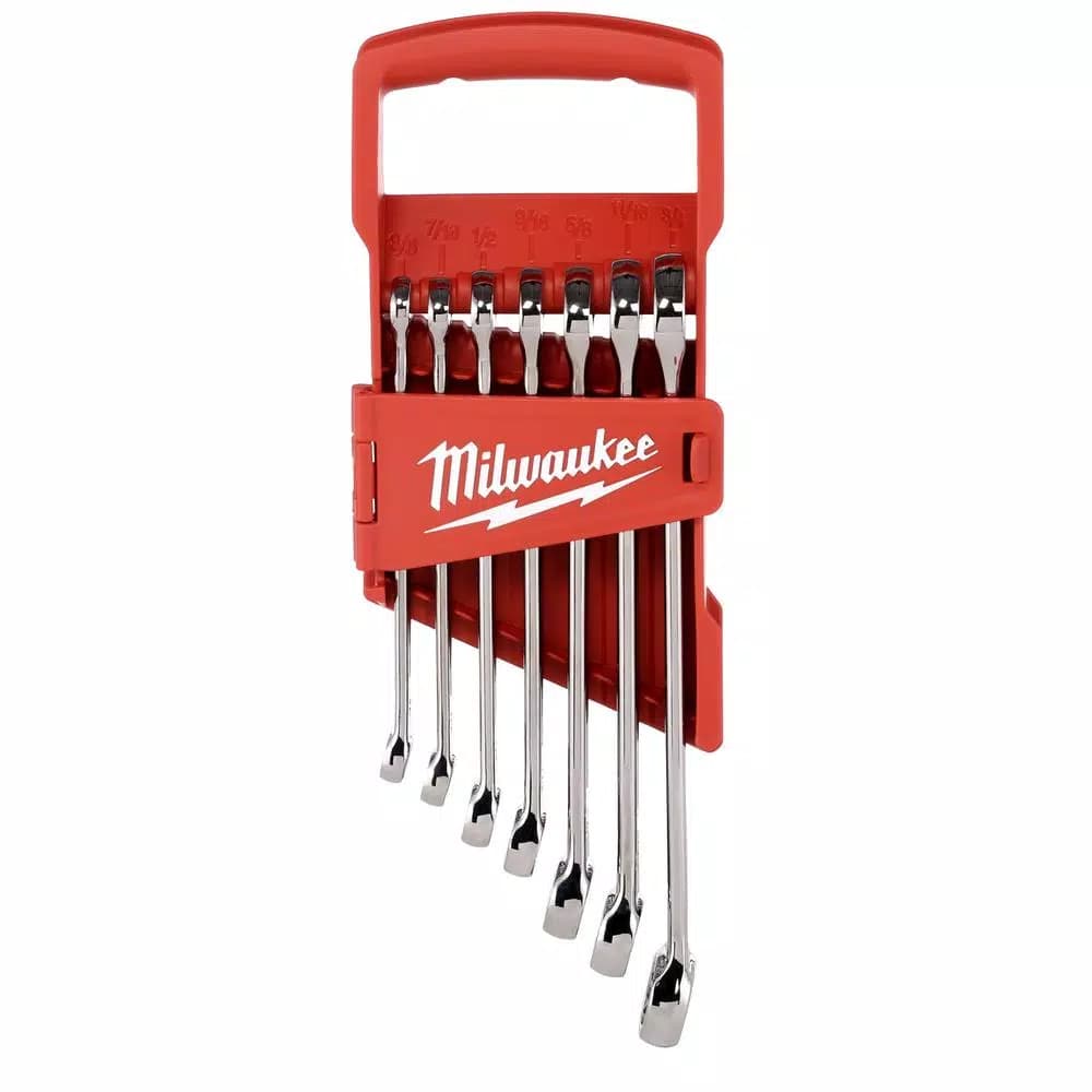 Milwaukee 7-Piece SAE Combination Wrench Set with Max Bite Open-End Grip