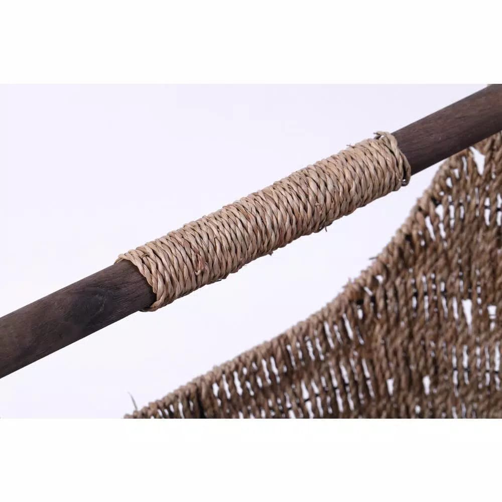 Unbranded Seagrass Magazine and Toilet Paper Holder Basket with Wooden Rod - Natural