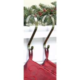 Haute Decor 6 in. Antique Brass Stocking Scroll Holders, 2-Pack thumbnail 2