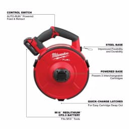 Milwaukee M18 FUEL Angler 120 ft. Steel Pulling Fish Tape Kit with (2) 2.0 Ah Batteries thumbnail 4