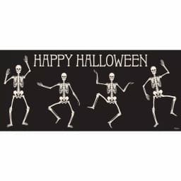My Door Decor 7 ft. x 16 ft. Happy Halloween Skeletons Garage Door Banner Mural thumbnail 1
