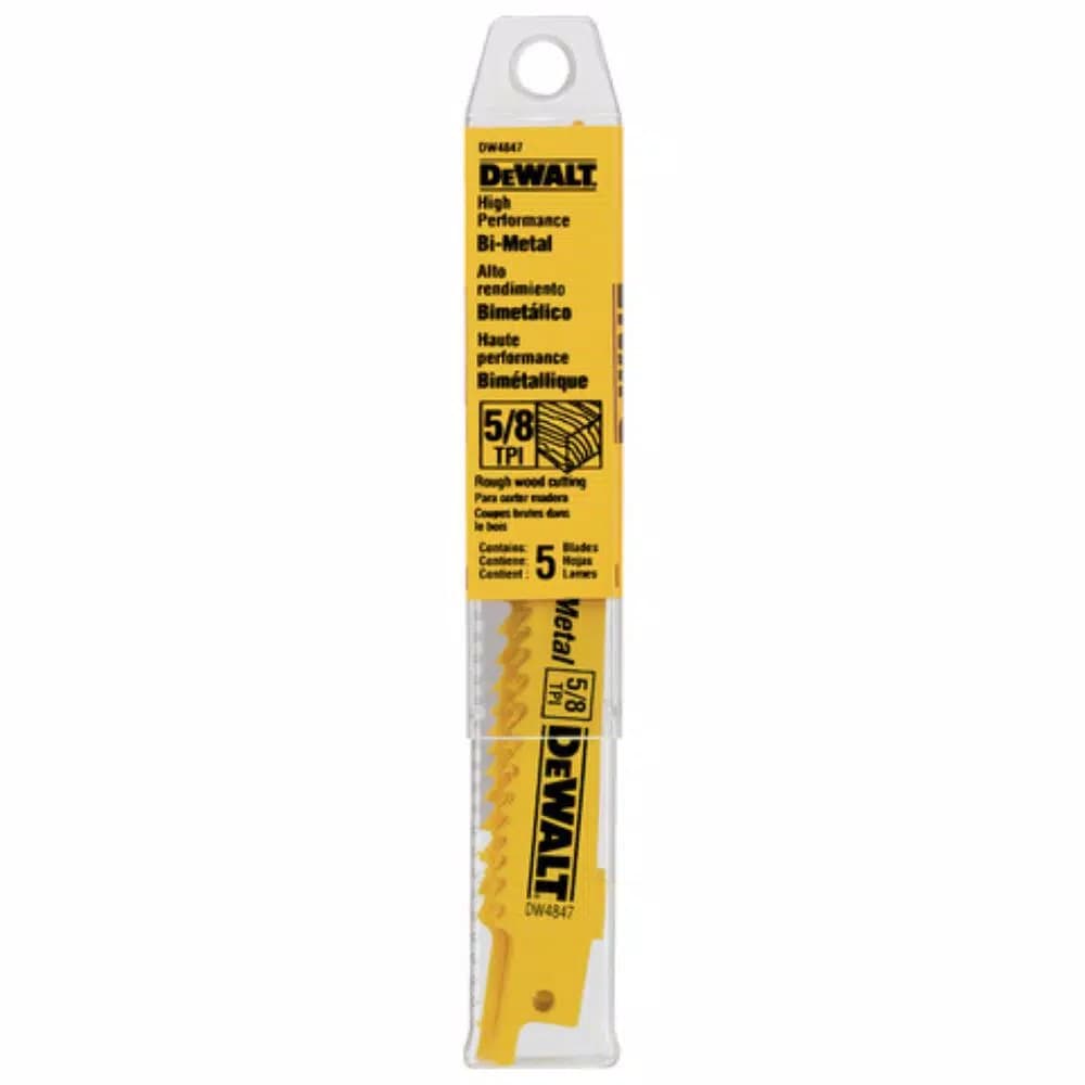 DEWALT 6 in. Bi-Metal Reciprocating Saw Blade, 5/8 TPI, Taper Back (5-Pack)