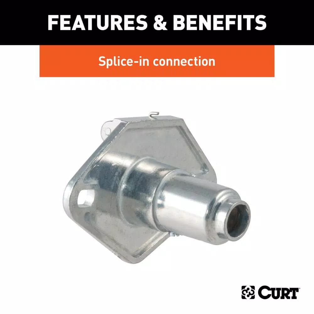 CURT 4-Way Round Female Connector Socket, Vehicle Side Trailer Wiring Kit