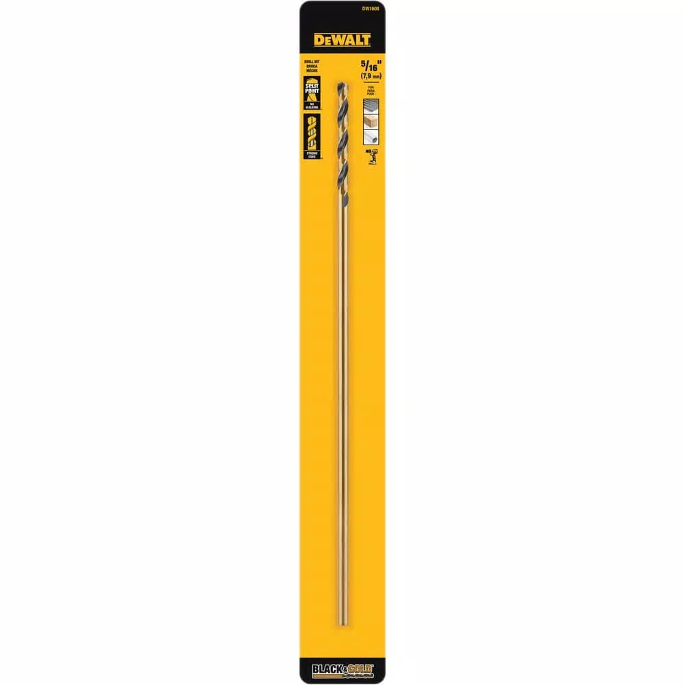 DEWALT 5/16 in. x 12 in. Black and Gold High Speed Steel Twist Drill Bit
