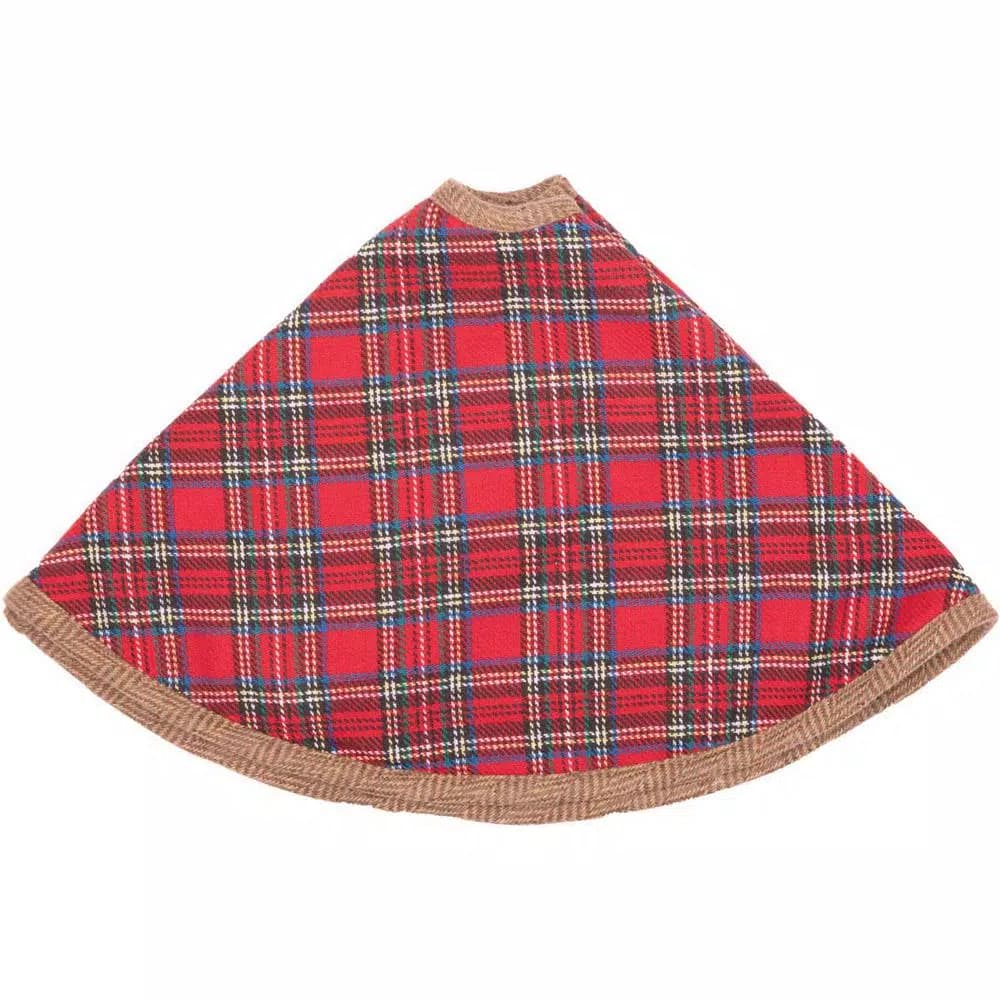 VHC Brands Gavin 21 in. Cherry Red Tartan Plaid Christmas Mini Tree Skirt