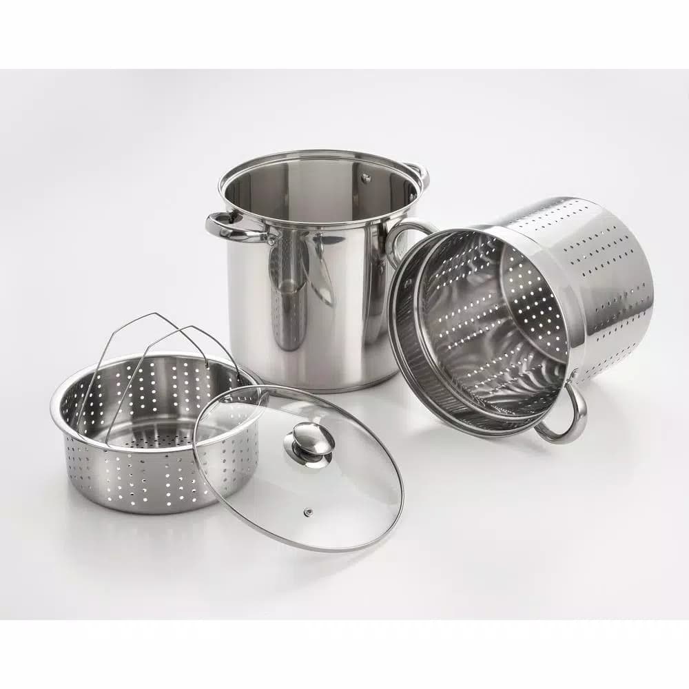 ExcelSteel 16 Qt. Professional 18/10 Stainless Steel Multi-Cooker 4-Piece Set with Lid