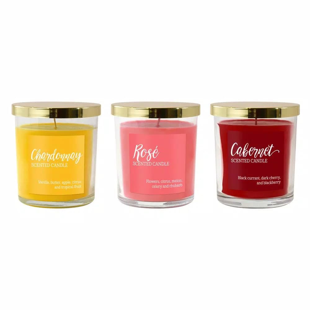 LUMABASE Wine Collection Scented Candle Set - 3 Pack Luxury Fragrance Jars