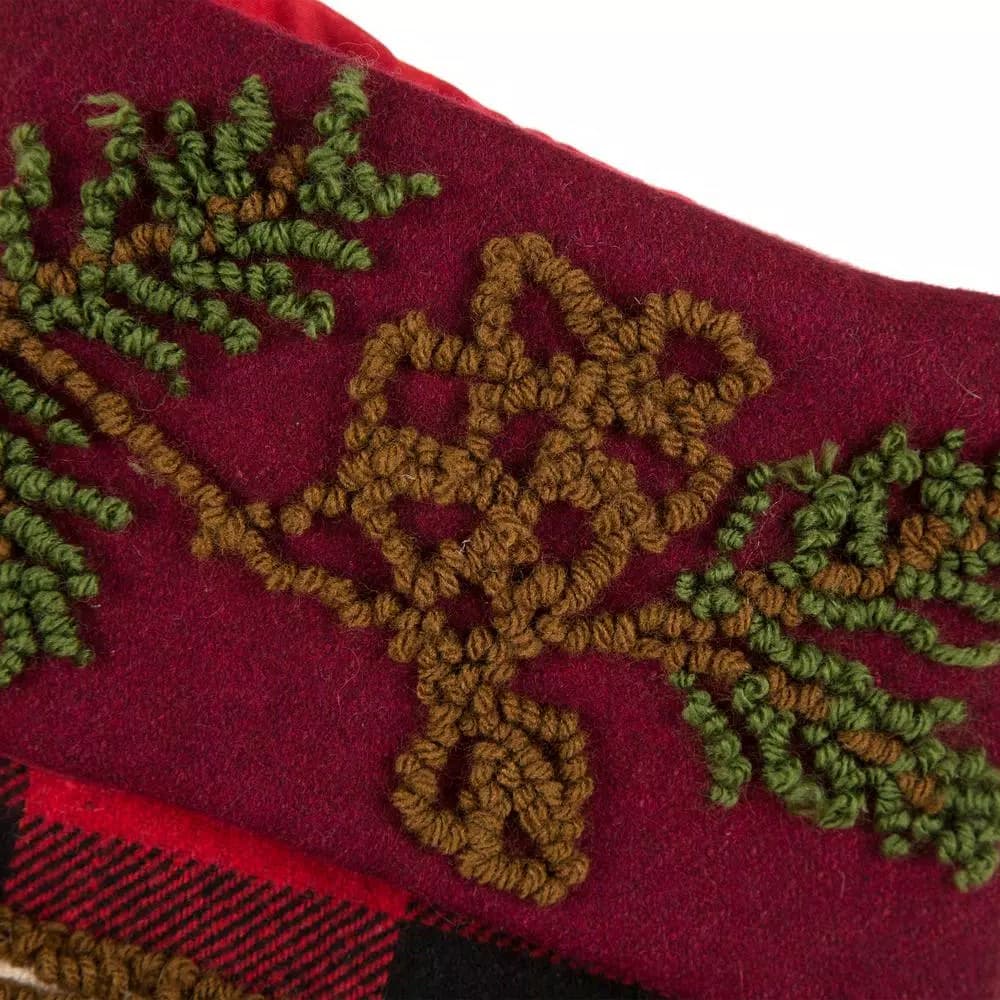 Glitzhome 19 in. Acrylic Plaid Christmas Stockings with Rug Hooked Reindeer and Bear (Set of 2)
