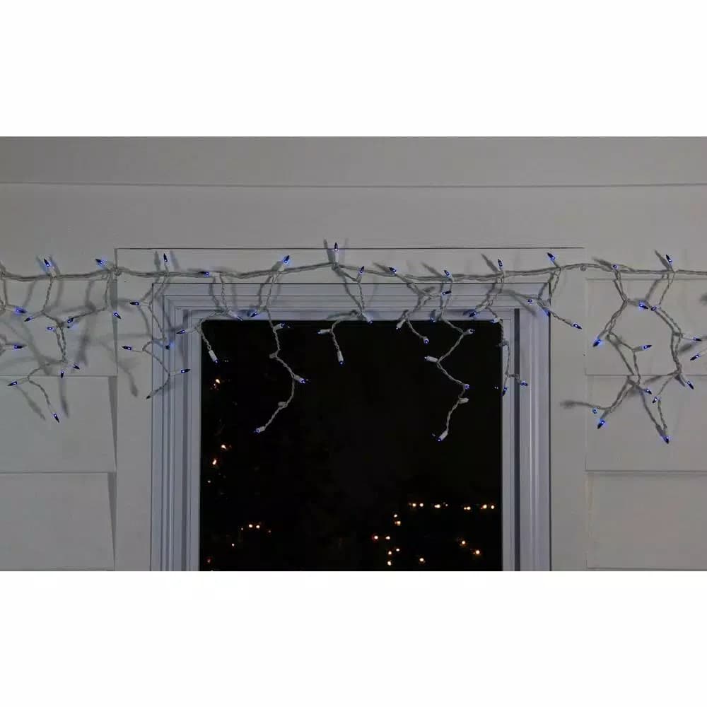 Northlight 150-Light Blue Mini Icicle Lights, 10 ft. White Wire, Indoor/Outdoor