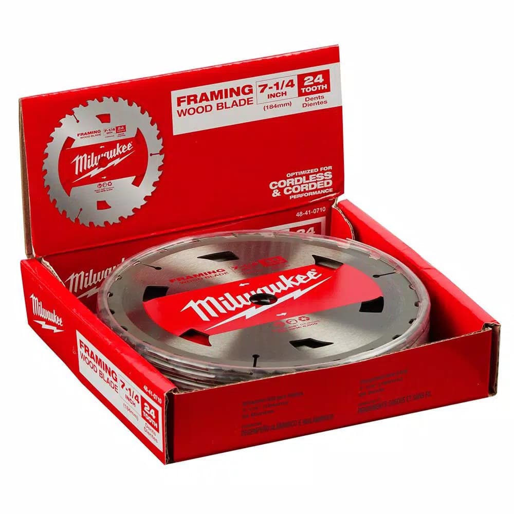 Milwaukee 7-1/4 in. 24 TPI Carbide Wood Cutting Framer Circular Saw Blades