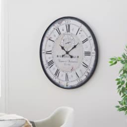 LITTON LANE 32 in. Round Rustic Black Iron and Wood Antique Roman Numeral Wall Clock thumbnail 4