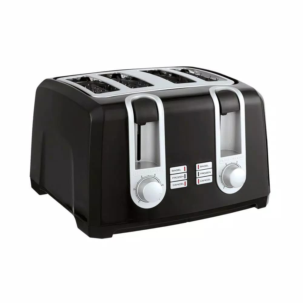 BLACK+DECKER 4-Slice Black Extra-Wide Slot Toaster with Browning Control and Dual Control Panels