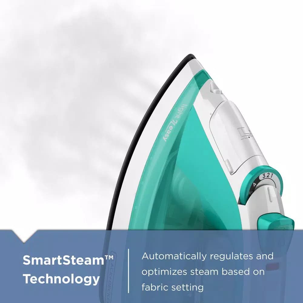 BLACK+DECKER Light 'N Easy Compact Steam Iron, 1200W, Teal
