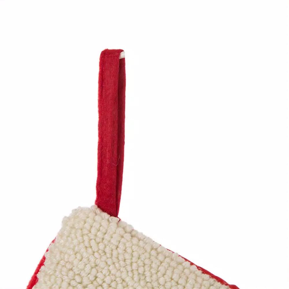 Glitzhome Handmade Hooked Cat Christmas Stocking, 20 in. Holiday Decor