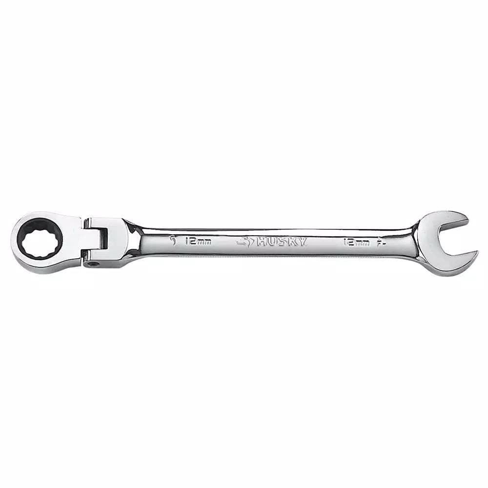 Husky 12 mm Flex Head Ratcheting Combination Wrench, 12-Point 72-Tooth