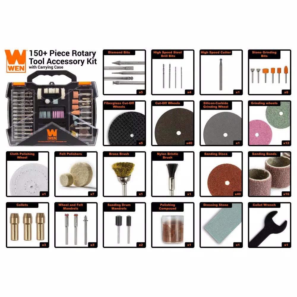 WEN 150-Piece Rotary Tool Accessory Kit with Carrying Case