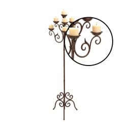 LITTON LANE 61 in. Brown Iron Scroll Design 7-Light Candelabra Floor Stand thumbnail 3
