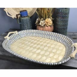 Unbranded Criss Cross Oval Serving Tray - Jute Wrapped Willow and Bamboo with Poplar Handles thumbnail 1