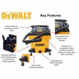 DEWALT 9 Gal. Wet/Dry Vacuum with 5 Peak HP Motor and Fine-Dust Cartridge Filter thumbnail 2