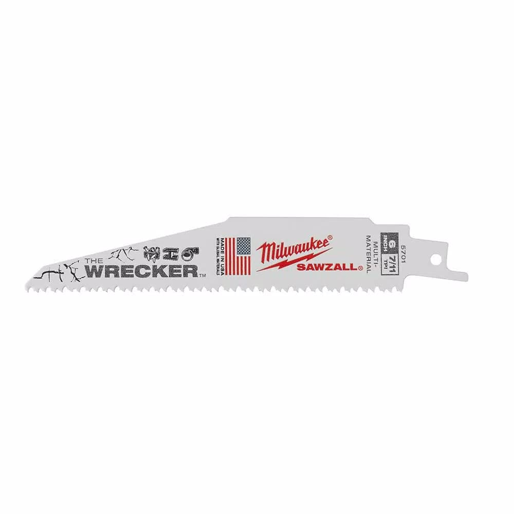 Milwaukee WRECKER 6 in. 7/11 TPI Multi-Material Demolition Reciprocating Saw Blades, 100 Pack