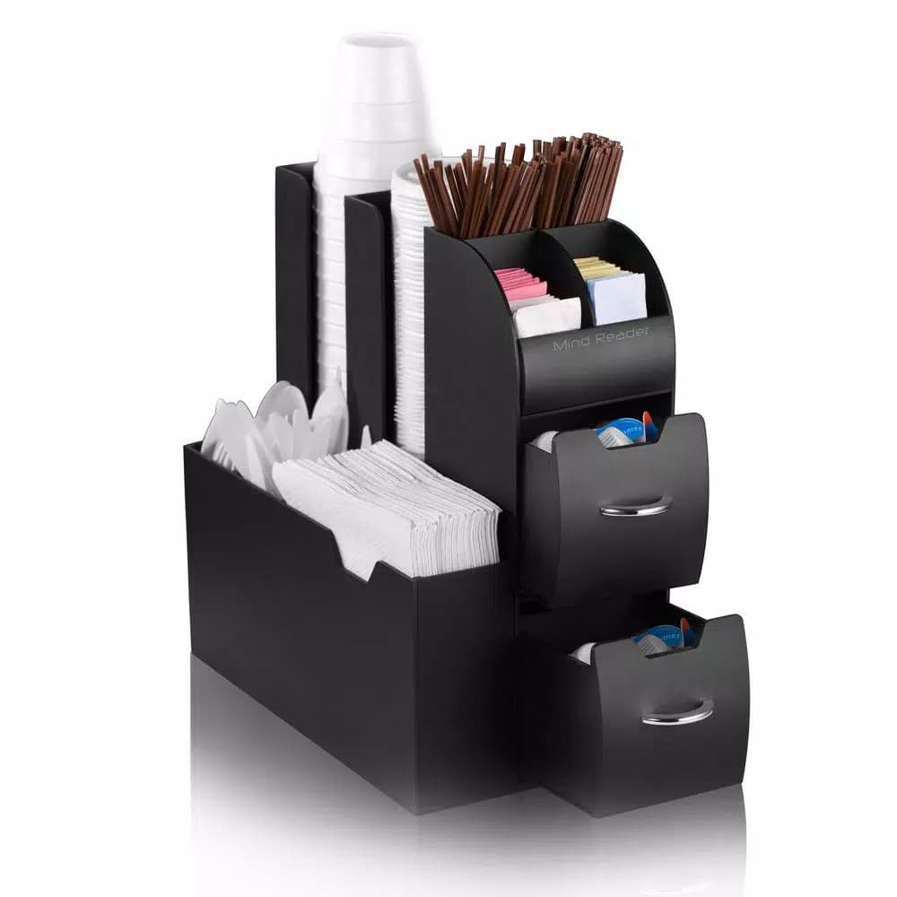 Mind Reader All-in-One Black K-Cup Storage Organizer and Napkin Holder