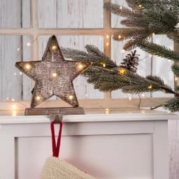 Glitzhome 7.5 in. Marquee LED Lighted Star Christmas Stocking Holder, Gold thumbnail 9