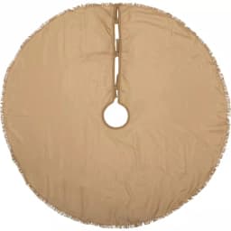VHC Brands 48 in. Natural Burlap Christmas Tree Skirt with Fringed Edge and Taffeta Reverse thumbnail 2