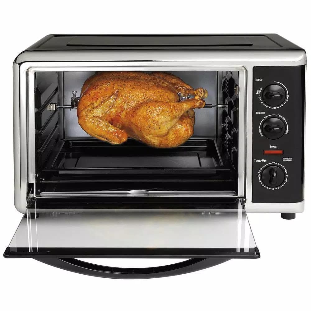 Hamilton Beach 1500-Watt 12-Slice Countertop Convection Toaster Oven with Rotisserie, Black
