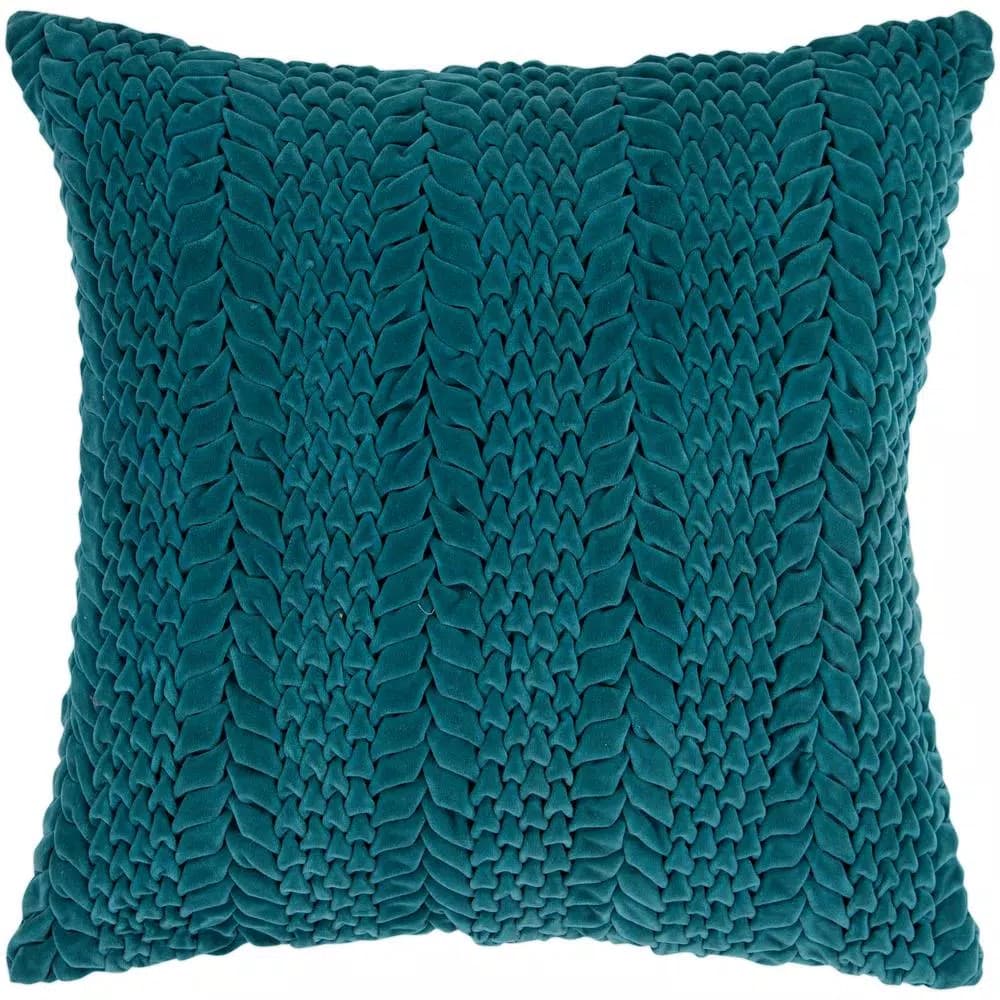 Artistic Weavers Vorkuta Teal Solid Cotton Throw Pillow, 18 x 18 in.