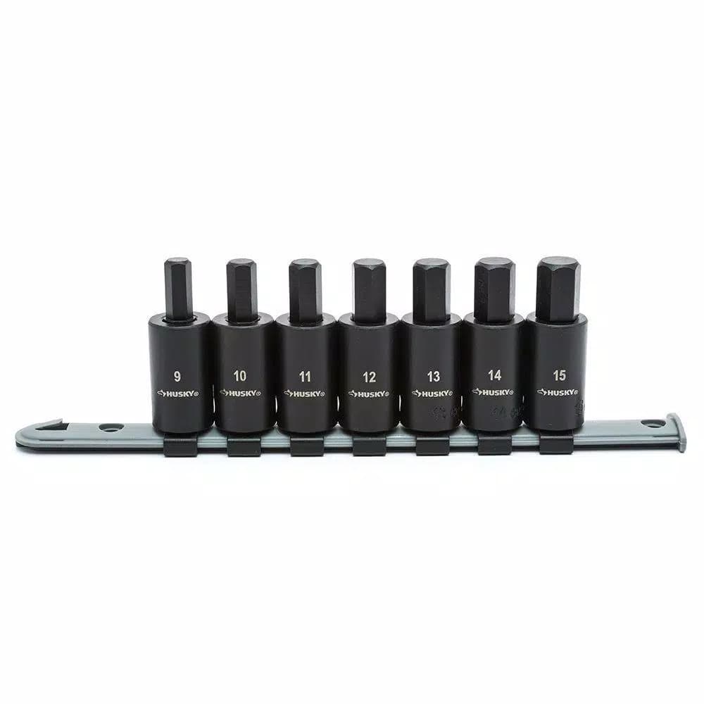 Husky 1/2 in. Drive Metric Hex Bit Impact Socket Set, 7-Piece