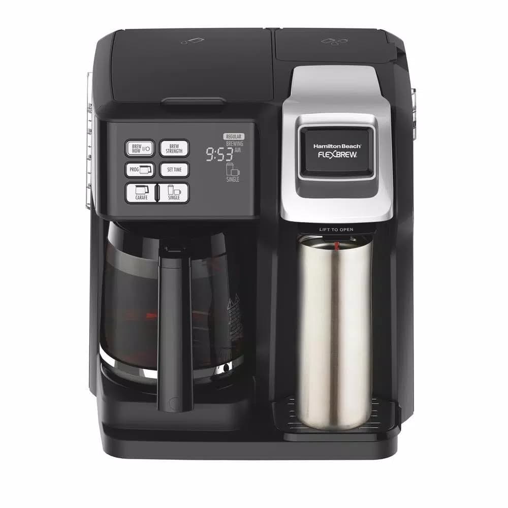 Hamilton Beach FlexBrew 2-Way Coffee Maker, 12-Cup Drip & Single-Serve Pod Brewer, Black
