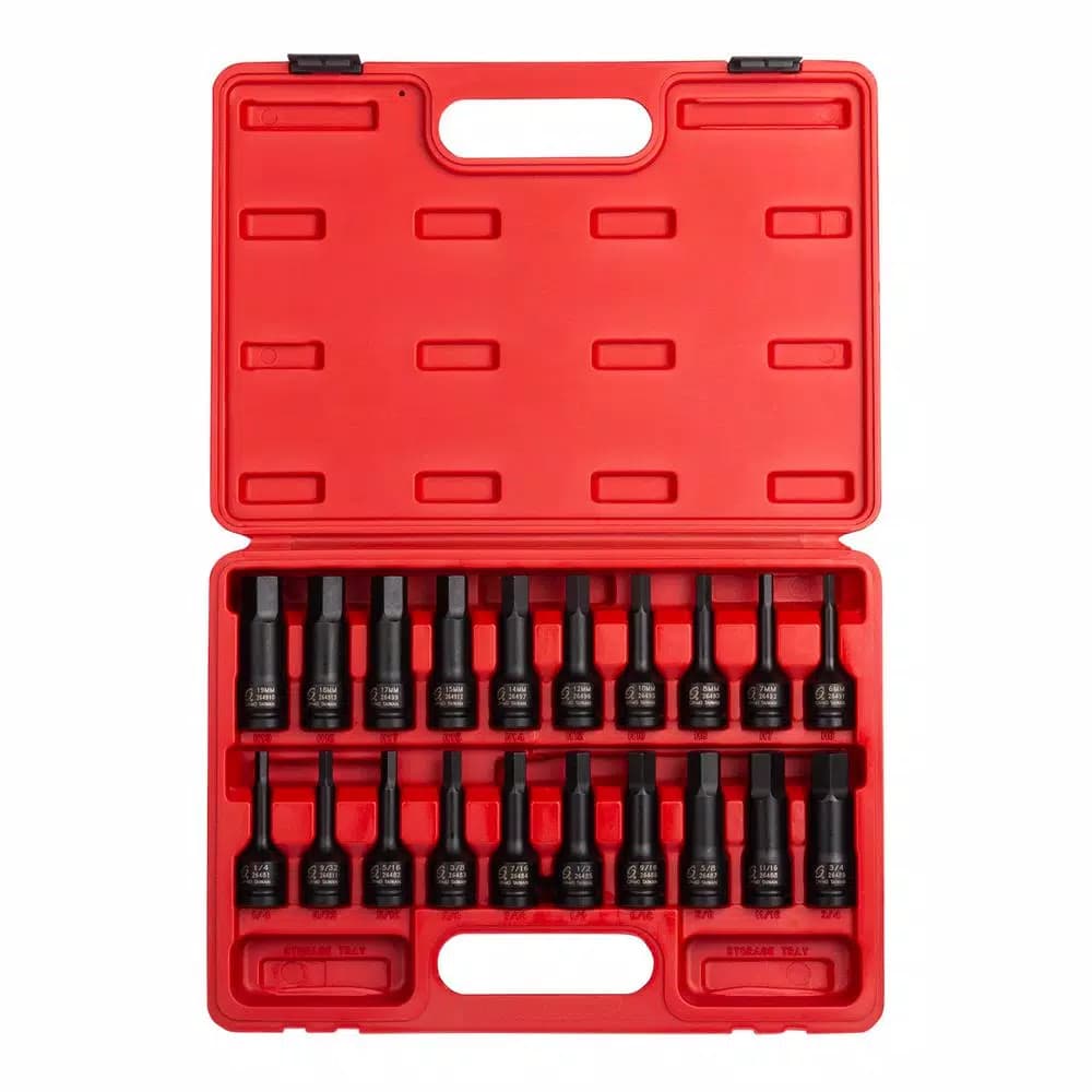 SUNEX TOOLS Sunex 2637 1/4 in. Drive SAE and Metric Impact Socket Set, 20-Piece
