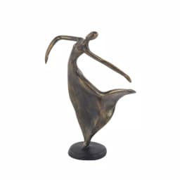 LITTON LANE 12 in. Female Dancer Polystone Sculpture with Distressed Brass Finish thumbnail 2