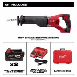 Milwaukee M18 SAWZALL 18V Cordless Reciprocating Saw Kit with (2) 3.0Ah Batteries, Charger, and Hard Case thumbnail 2