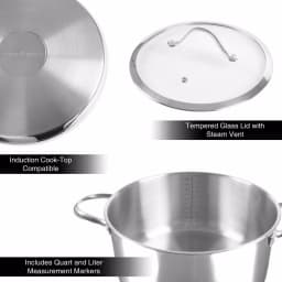Classic Cuisine 6 Qt. Stainless Steel Stock Pot with Tempered Glass Lid thumbnail 3