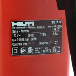 Hilti TE 7 120V SDS-Plus Corded Rotary Hammer Drill Kit with 4 TE-CX Bits and Case thumbnail 8