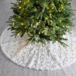 Glitzhome 48 in. White Plush Snowflake Christmas Tree Skirt thumbnail 4
