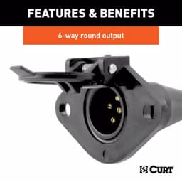 CURT 6-Way Round Vehicle-Side Connector Socket, Black Plastic thumbnail 2